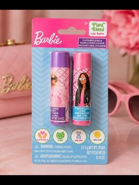 Barbie™ Plant-Based Lip Balm 2-Pack | Grape & Cotton Candy | Vegan | New